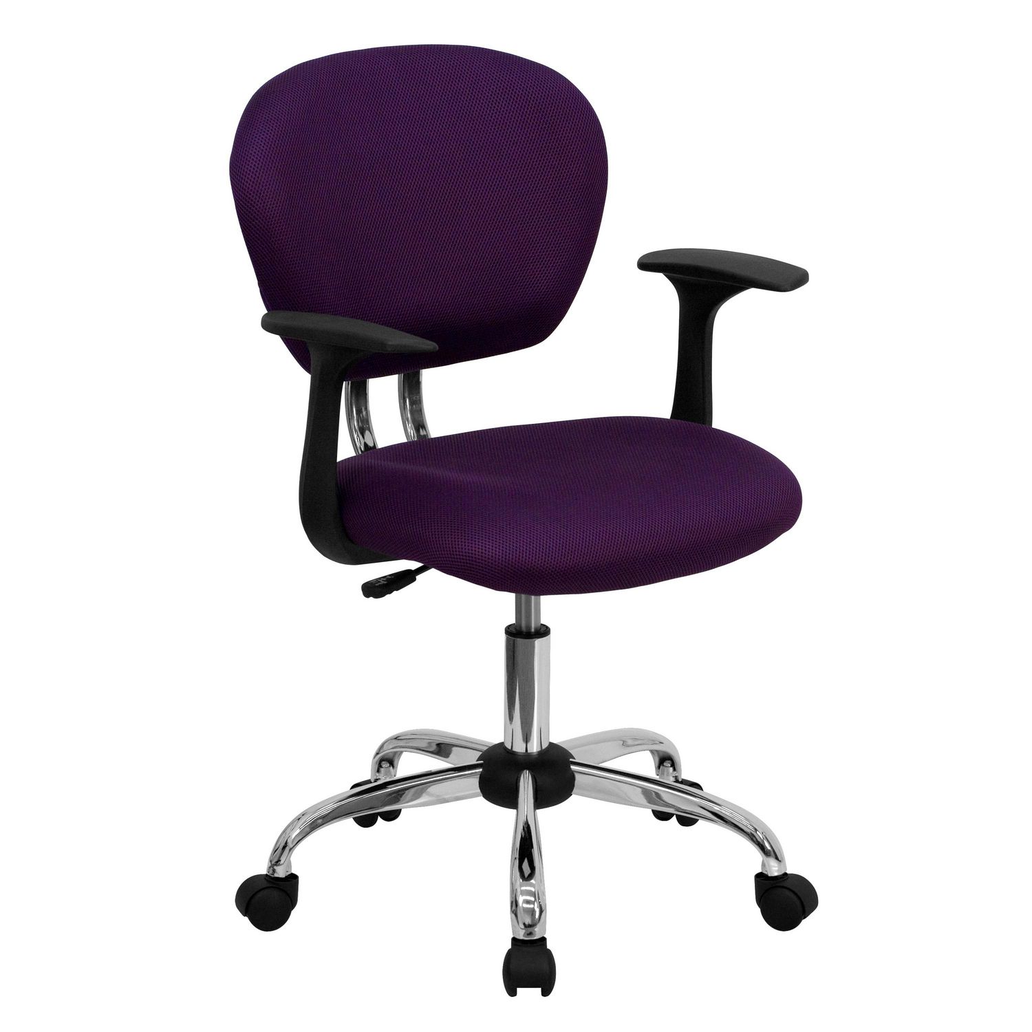 Mid Back Purple Mesh Padded Swivel Task Chair With Chrome Base And Arms   6000199854302 