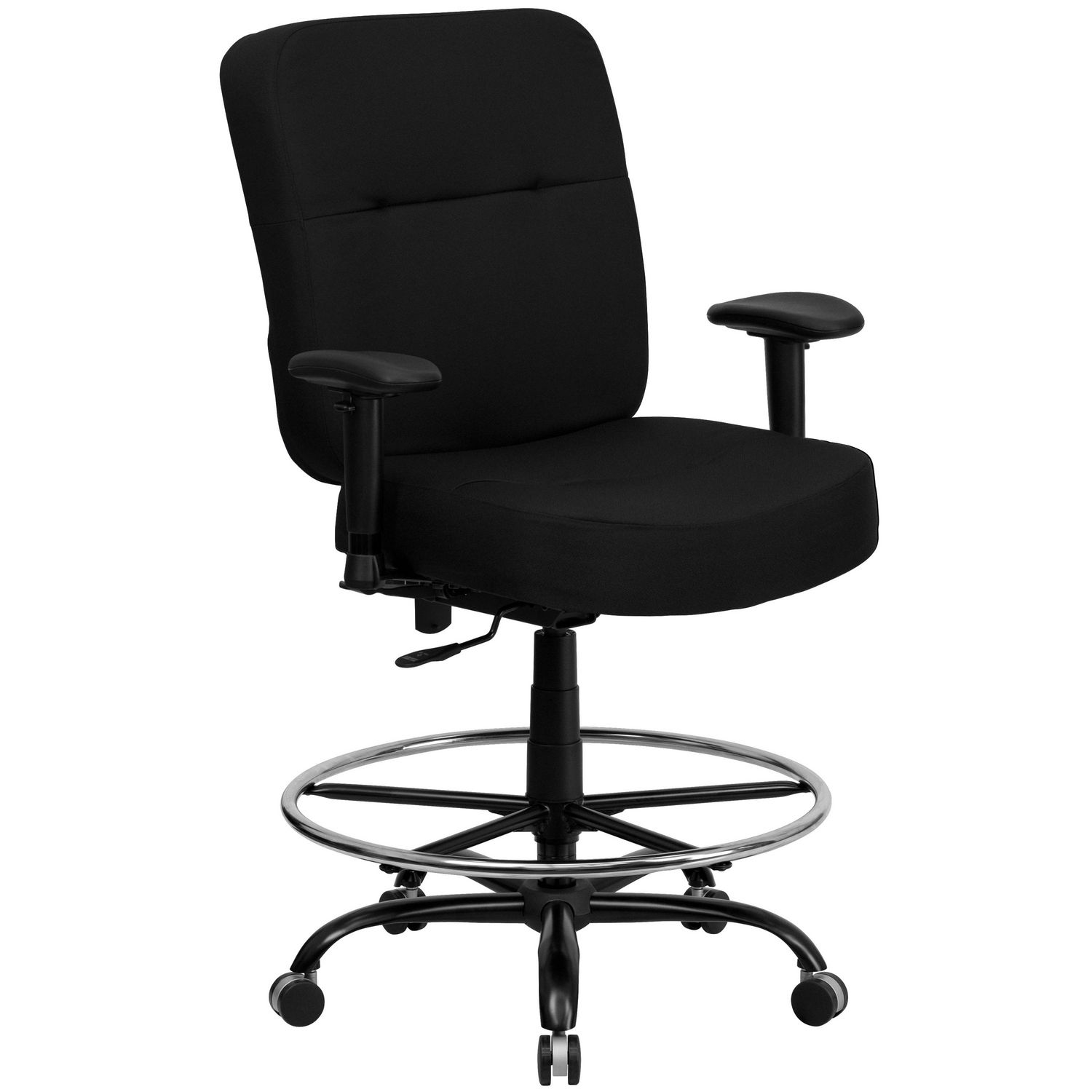 HERCULES Series Big & Tall 400 lb. Rated Black Fabric Drafting Chair