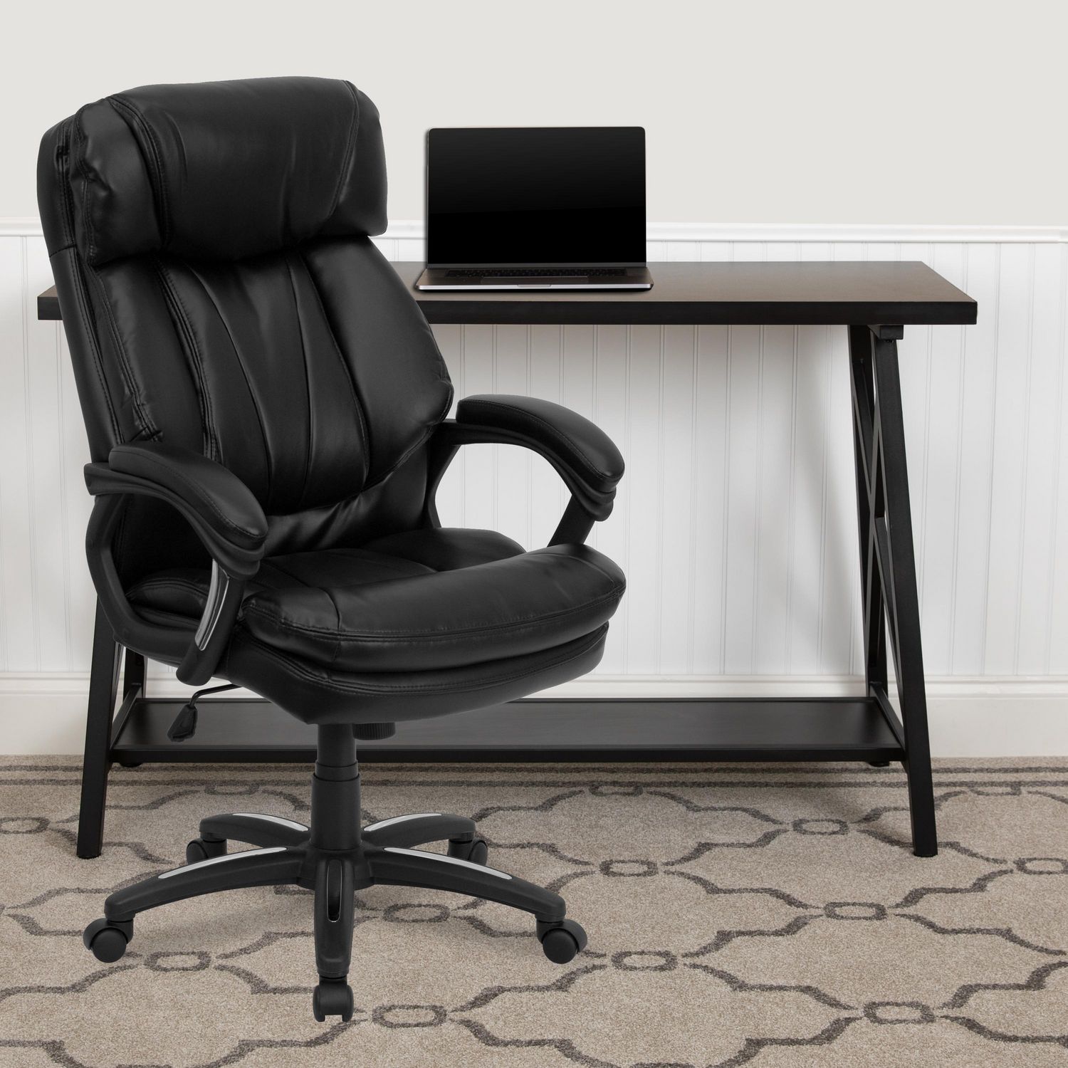 Black Bonded Leather Soft Padded Ergonomic Office Chair - PLUSH-ERGO –  Order Office Furniture
