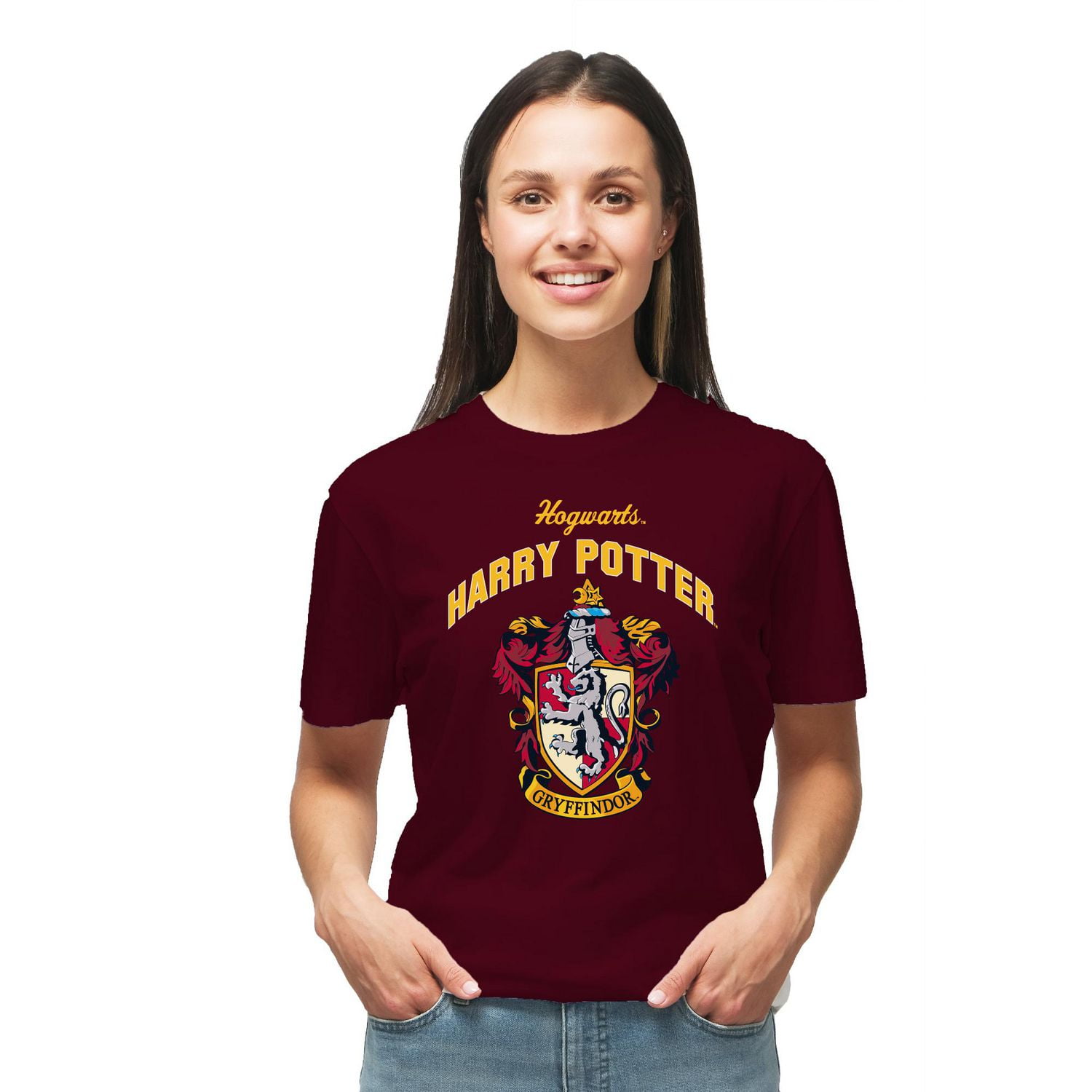 Dames Harry Potter Gryffondor Crest Ras Du Cou À Manches Courtes