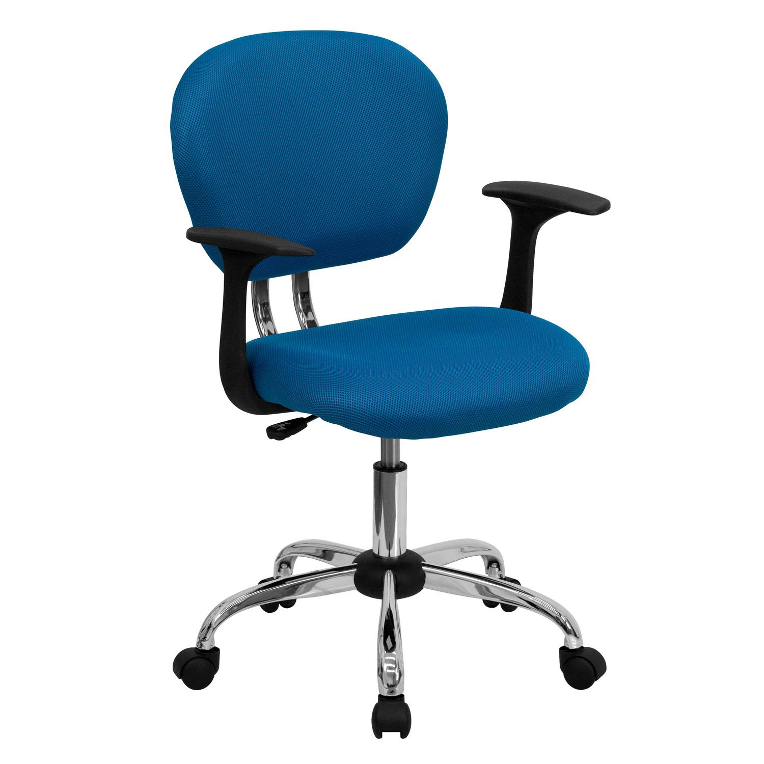 Mid-Back Turquoise Mesh Padded Swivel Task Chair with Chrome Base and