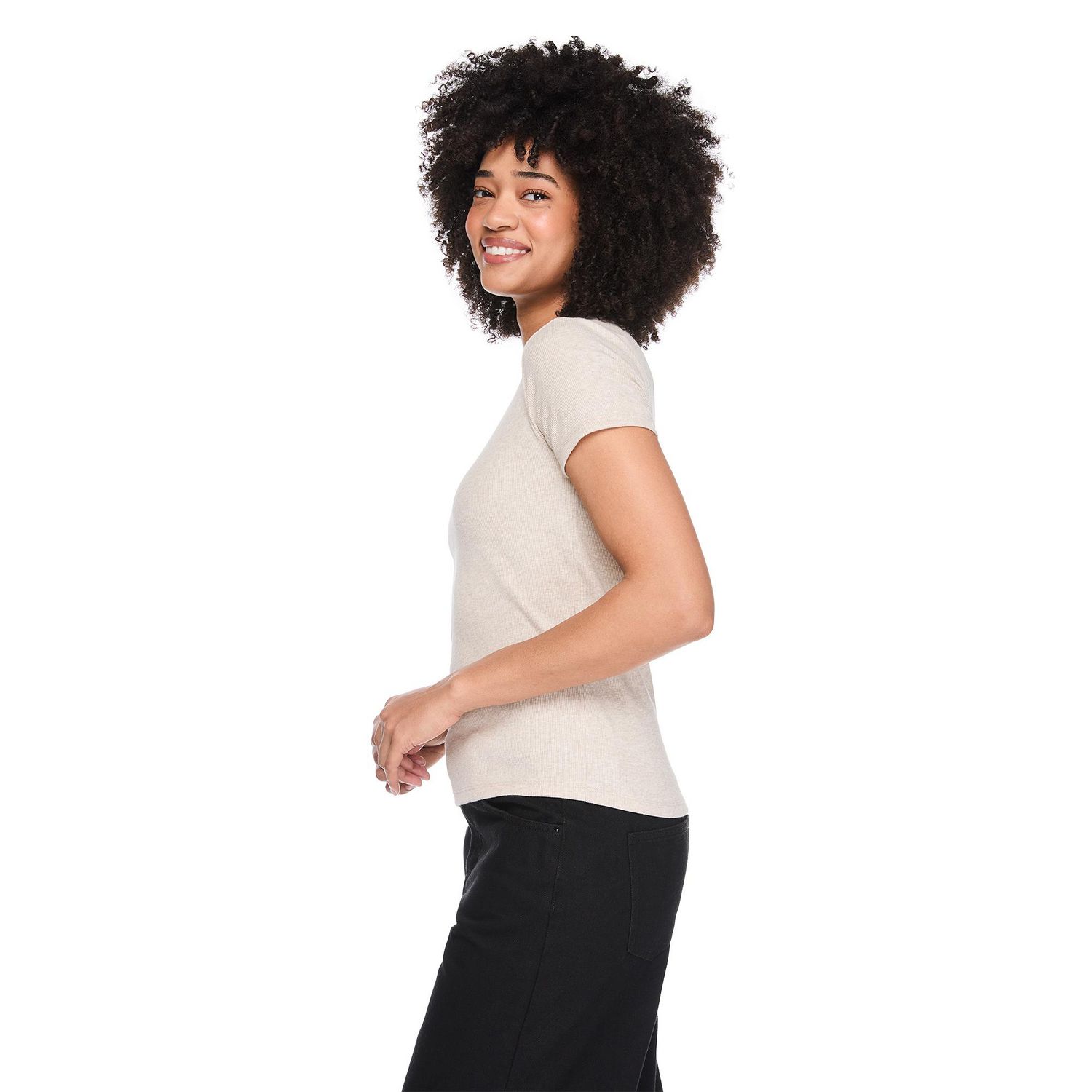 T-shirt côtelé à encolure ras du cou George pour femmes