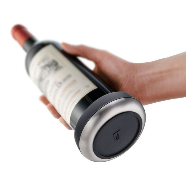 Dessous de bouteille Vacu Vin noir avec base acier inoxydable