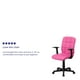 Chaise de travail pivotante en vinyle rose matelassé à dossier mi-hauteur avec appuis-bras – image 5 sur 9