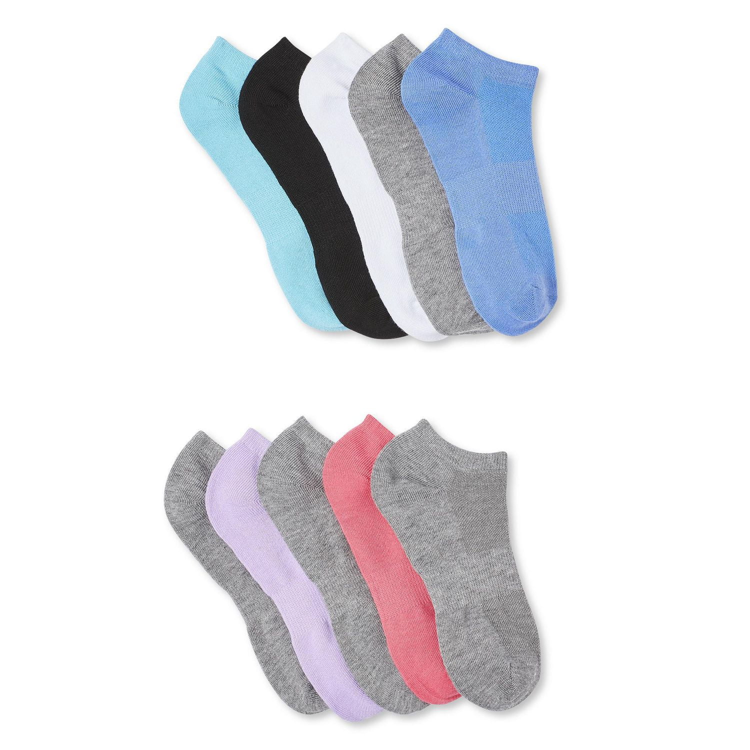 10PK Athletic Works Sport Ladies Solid No Show Socks