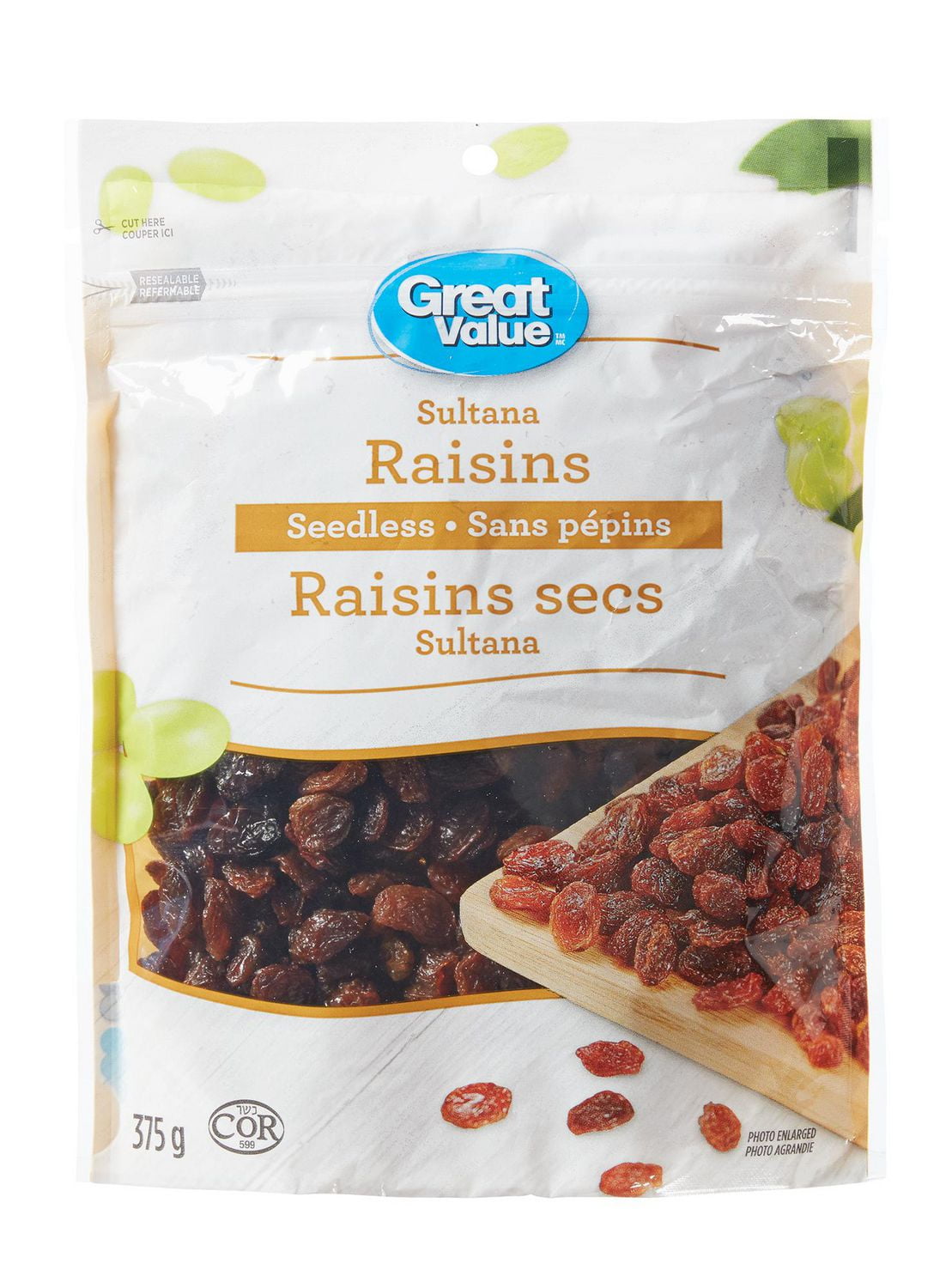 Great Value Seedless Sultana Raisins Walmart Canada