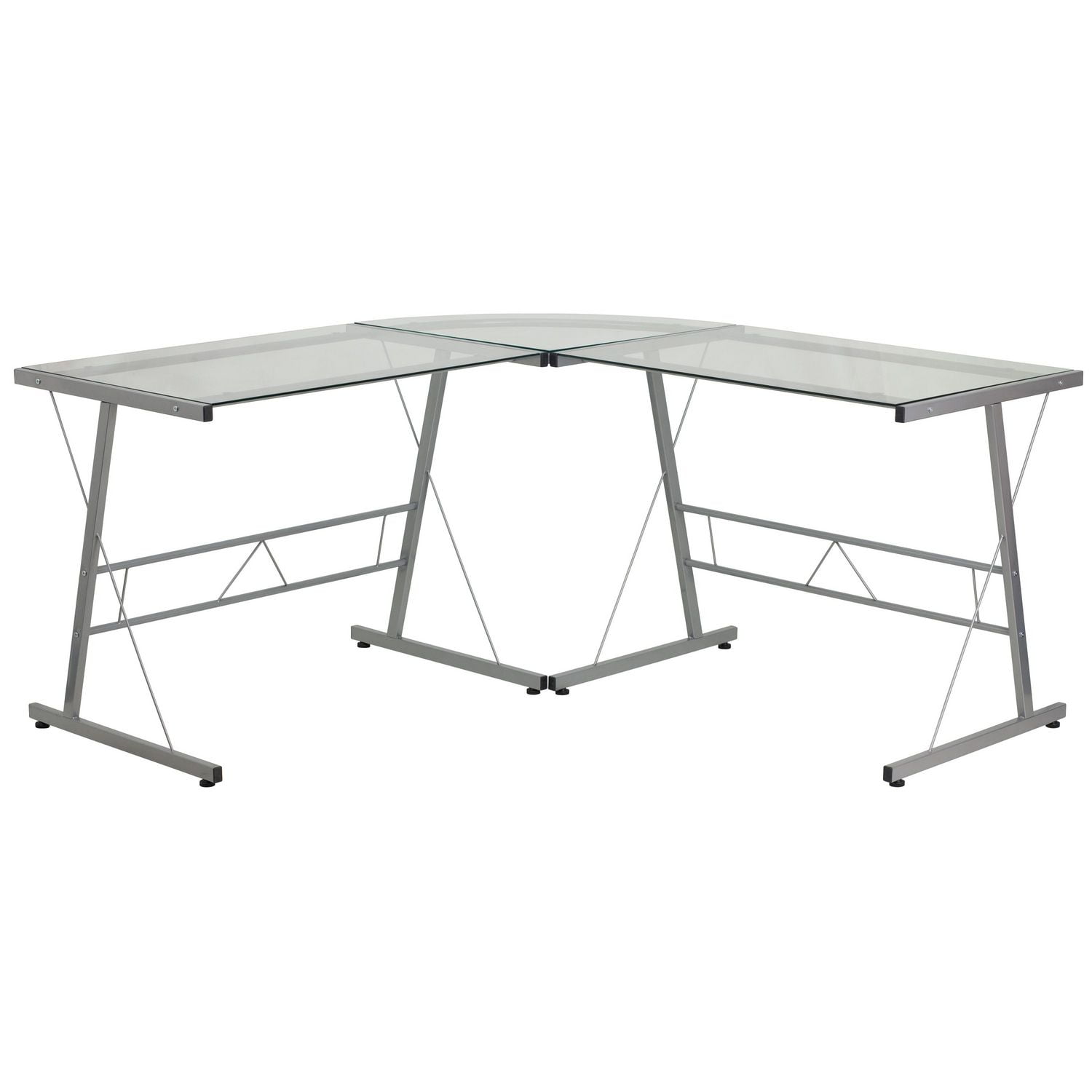 l shaped desk silver