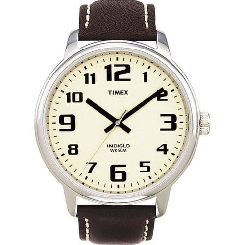 Montre Timex Easy Reader bracelet brun en cuir véritable