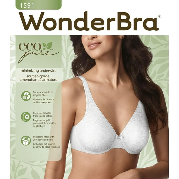 WonderBra Eco Pure Lace Minimizer Underwire Bra, Size 36B 40DD