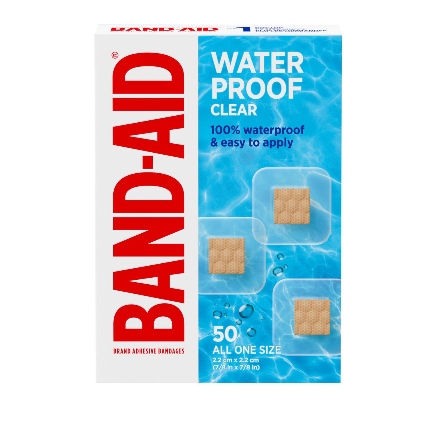 BAND-AID® Brand Waterproof Clear Spot Adhesive Bandages, Individually Wrapped Small Spot Bandages for Wound Care for Minor Cuts & Scrapes, Waterproof Spot Bandages, One Size, 50 Count