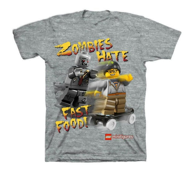 Tee-shirt à manches courtes pour garçons avec motif frontal imprimé « Zombies Hate Fast Food » de Lego