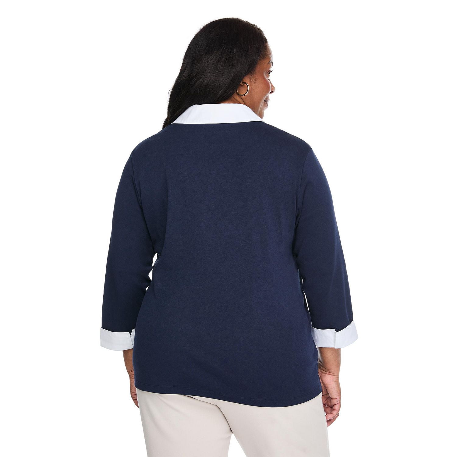 Karen Scott Women's Plus Collared V-Neck Top