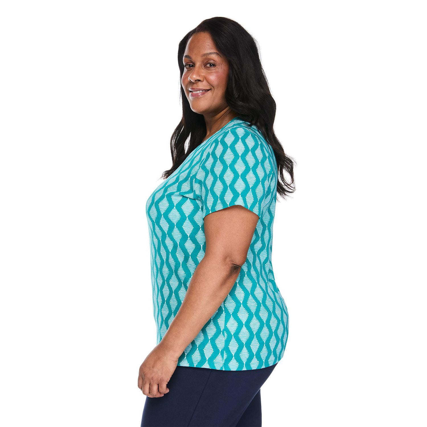 T-shirt imprimé à encolure dégagée Karen Scott Plus pour femmes