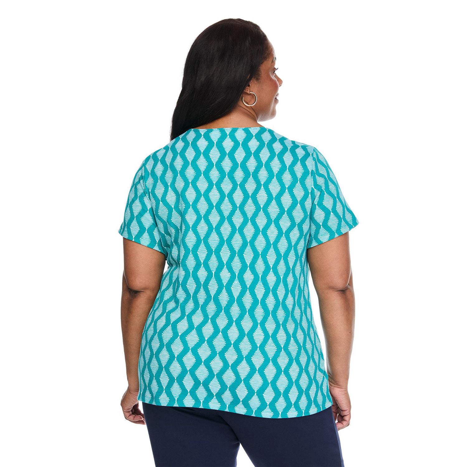 T-shirt imprimé à encolure dégagée Karen Scott Plus pour femmes