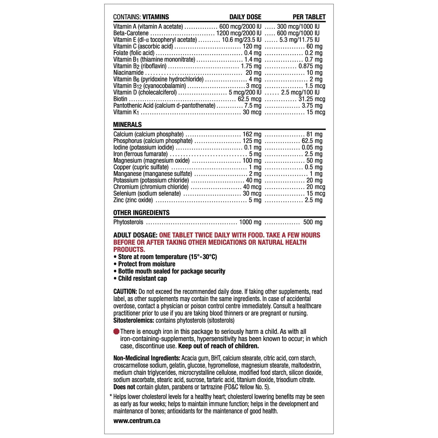 Centrum Cardio Multivitamin and Multimineral Supplement Tablets, 90 Count