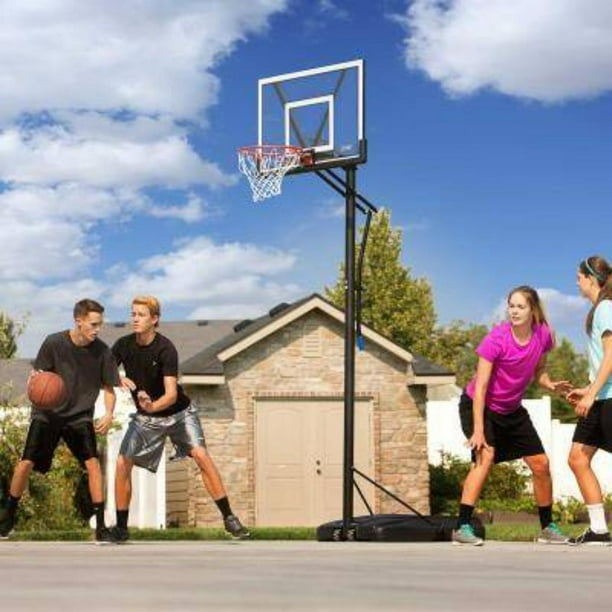 GYMAX Panier de basket-ball portable, système de basket-ball réglable avec  filet de rechange, roues de transport et panneau arrière incassable, but de  basket-ball intérieur et extérieur pour enfants et jeunes : 