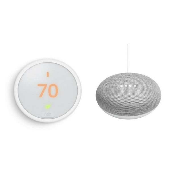 Google Nest Thermostat E et Google Mini Chalk