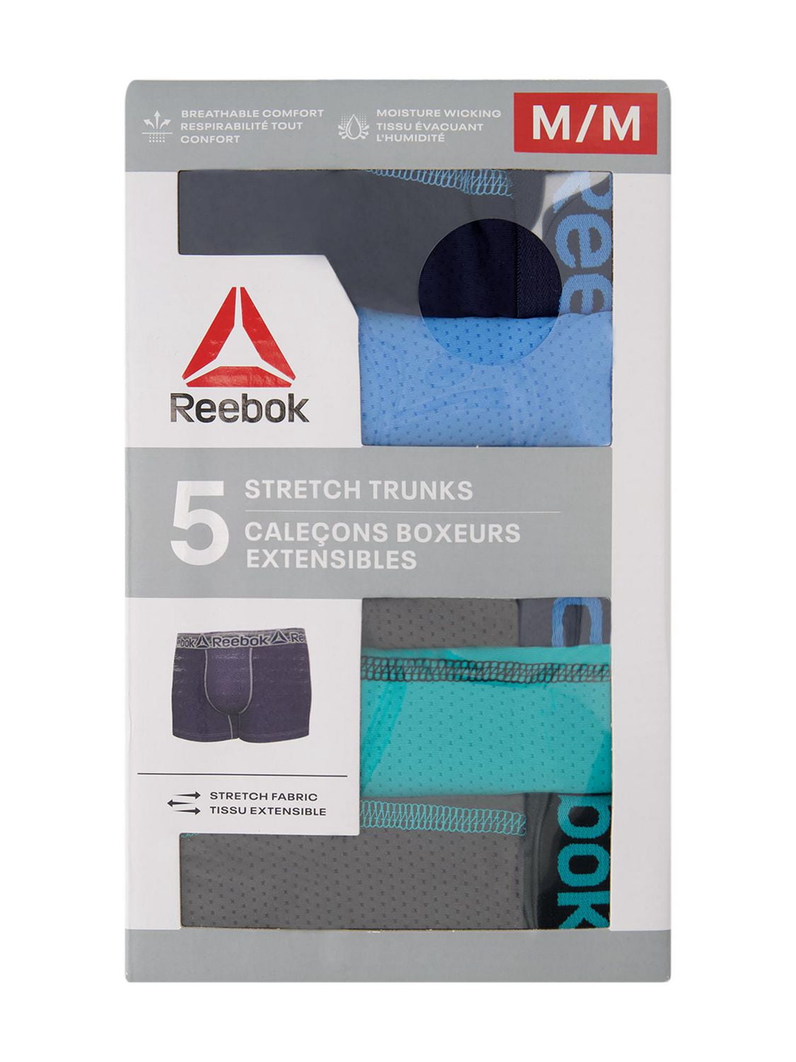 Reebok Men's Stretch Trunks, 5 Pack