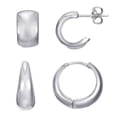 thumbnail image 1 of SPC Ensemble de boucles d'oreilles créoles et huggie plaquées argent, 1 of 1