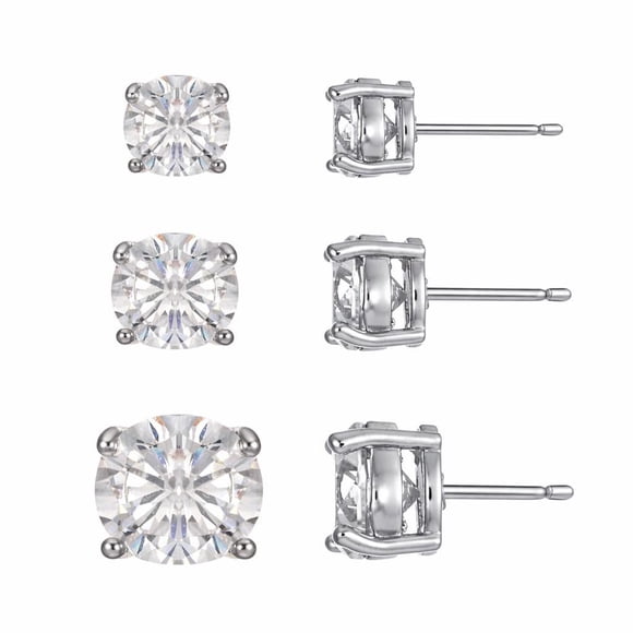 SPC Boucles d'oreilles clous en argent plaqué et zircon cubique – Set de 3
