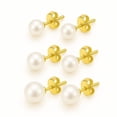 thumbnail image 1 of DMF Boucles d'oreilles trio plaquées or avec fausses perles, 1 of 2