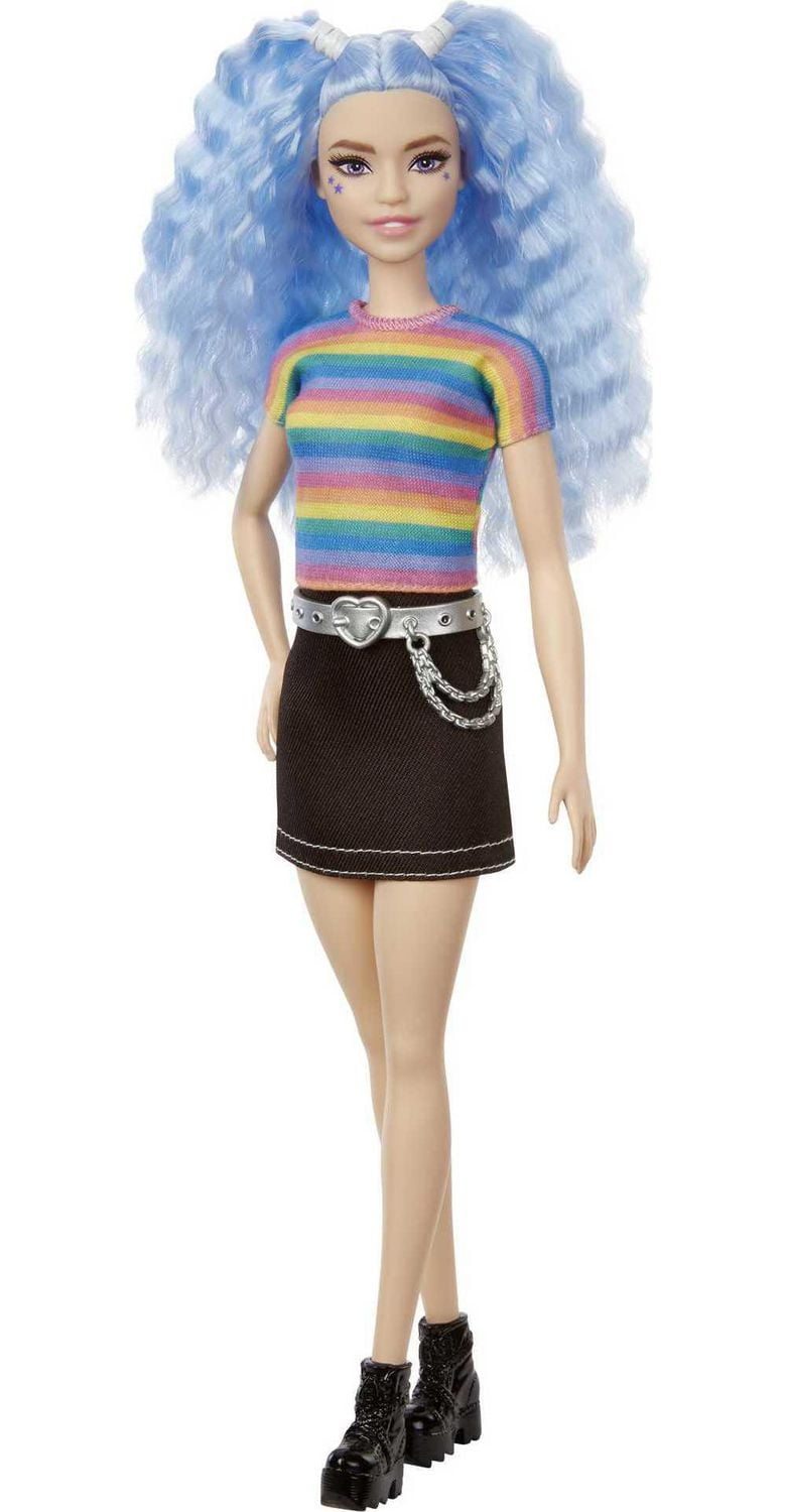 Barbie Fashionistas Doll 170 with Long Blue Crimped Hair Star