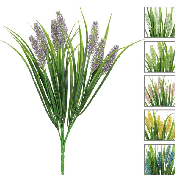 Danson Decor, Artificial Grass Stem, Green, 15 Inch 6 Assorted colors