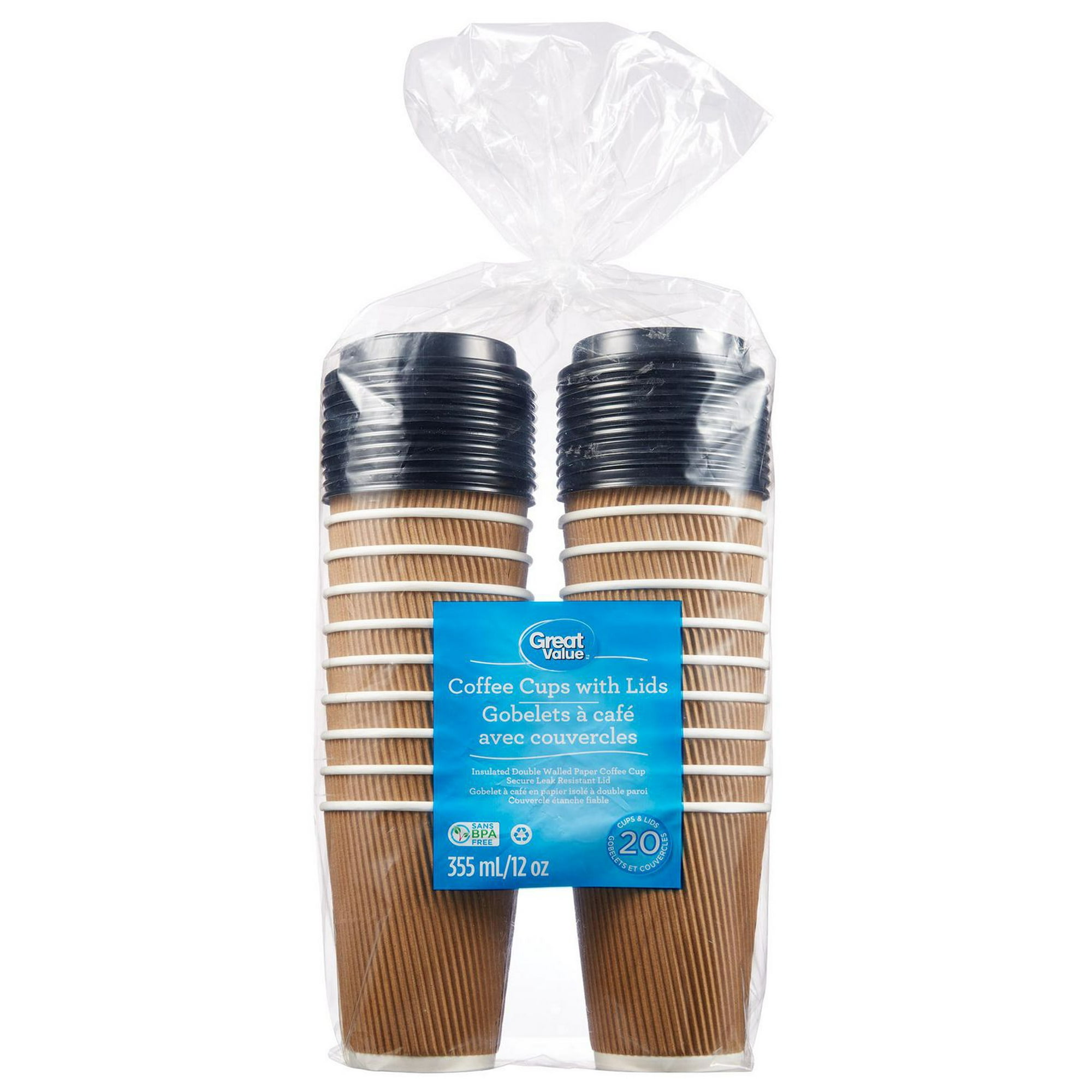 20 X 8 Oz Brown Double Wall Insulated Disposable Coffee Cups