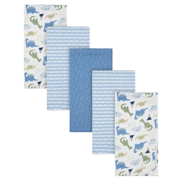 Gerber Childrenswear - Flannel Receiving Blanket - 5 Pack - Dino, 5 Pack