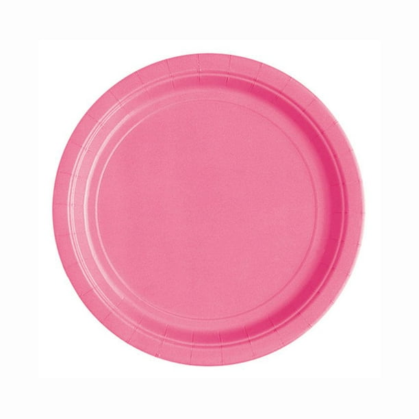 Assiettes à dîner rondes rose vif de 9 po, 20 ct 8,625" /21,9 cm