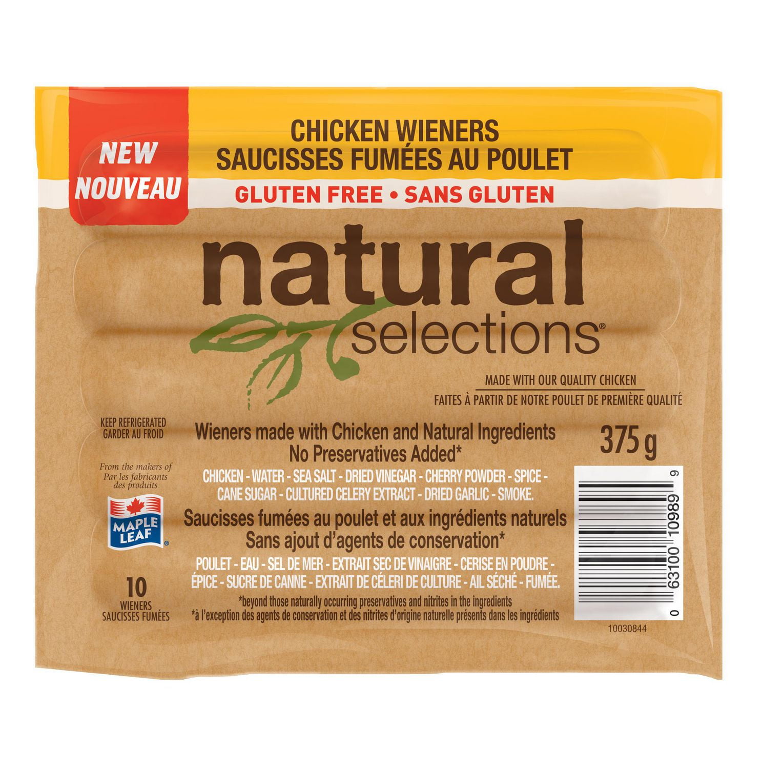 Maple Leaf Natural Selections Chicken Wieners 375g Walmart