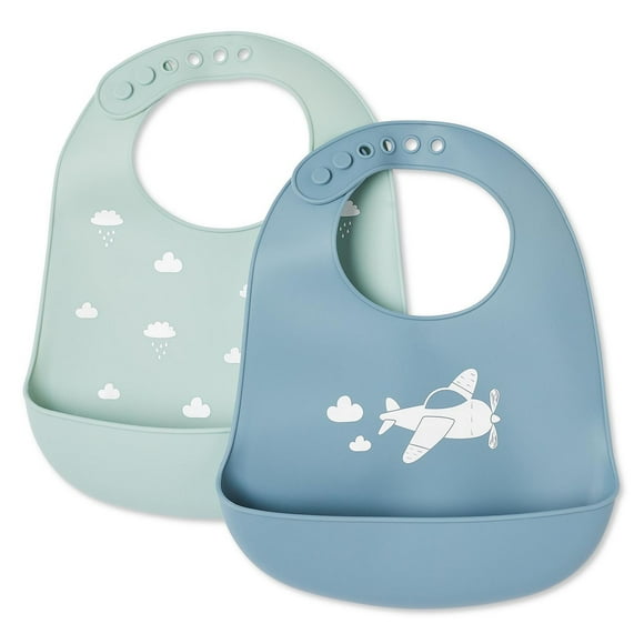 George Infants' Gender Inclusive Silicone Bib 2-Pack, One Size