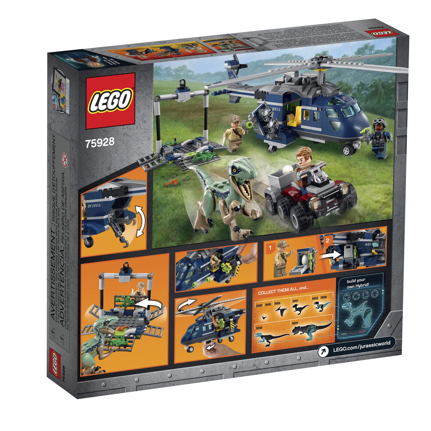 LEGO Jurassic World Blue s Helicopter Pursuit 75928 Dinosaur Toy Building Kit 397 Piece Walmart