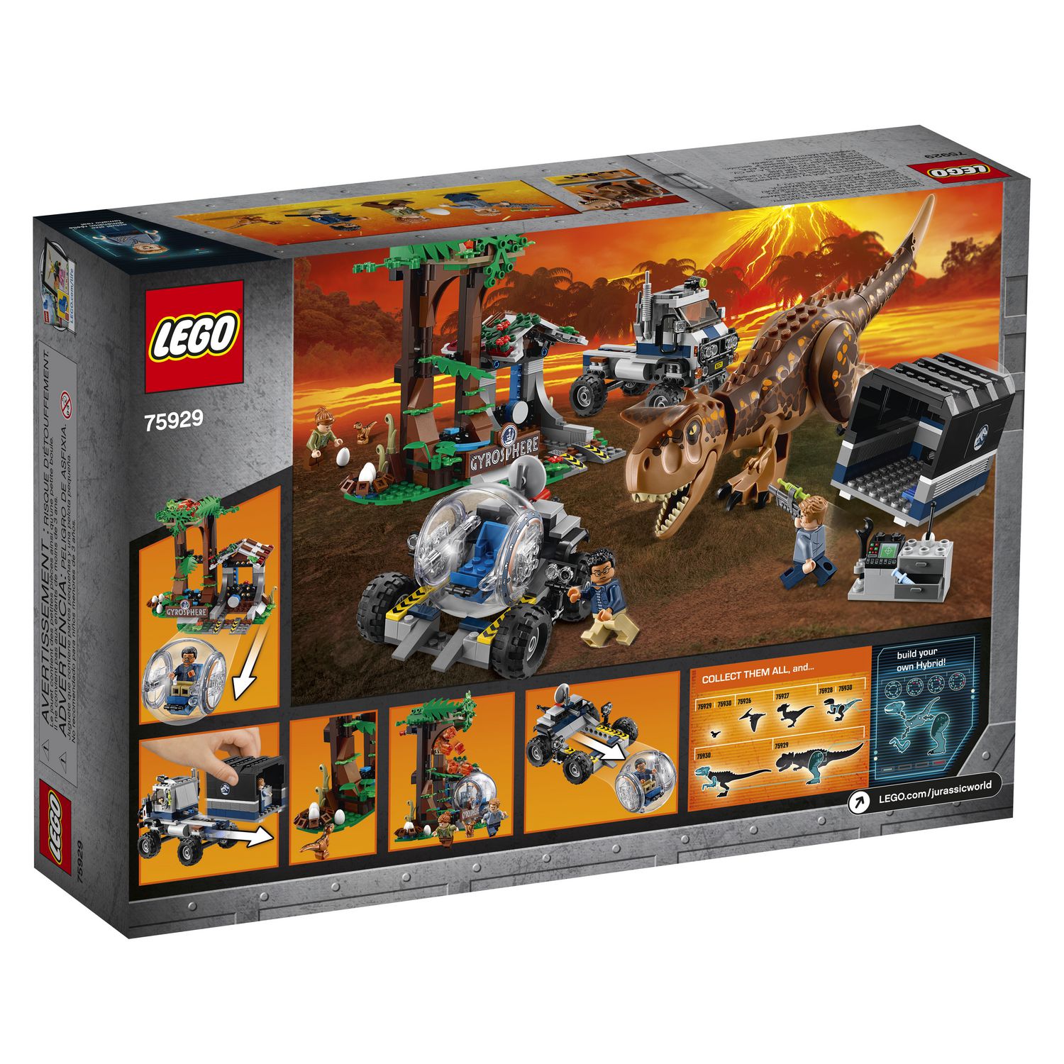 LEGO Jurassic World Carnotaurus Gyrosphere Escape 75929 Toy