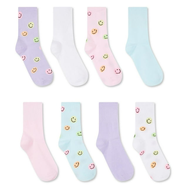 George Girls' Mid-Crew Socks 8-Pack
