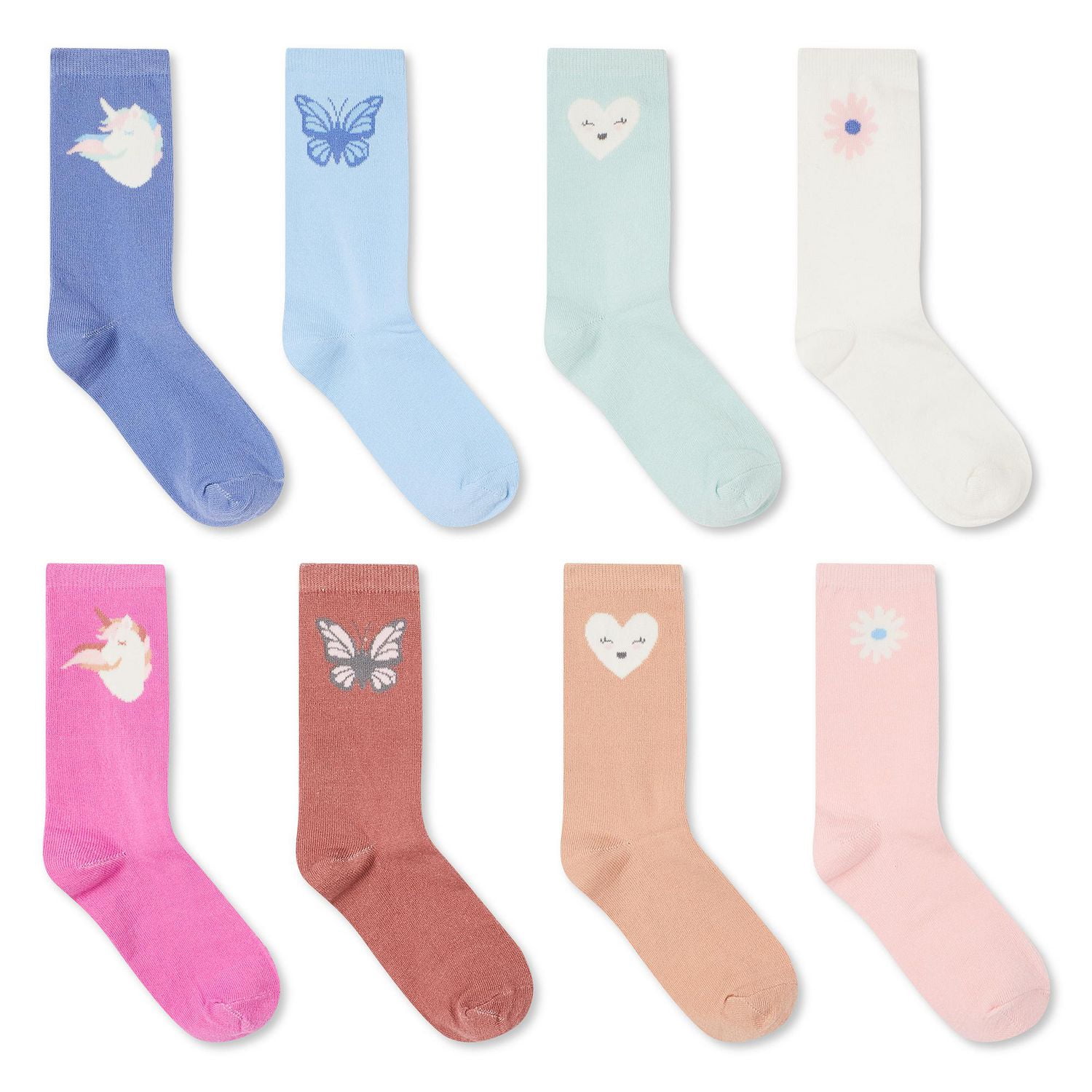 George Girls' Crew Socks 8-Pack