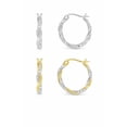 thumbnail image 1 of SPC Two Tone Plated CZ Twisted Duo Hoop Earrings, 1 of 3