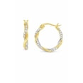 thumbnail image 3 of SPC Two Tone Plated CZ Twisted Duo Hoop Earrings, 3 of 3