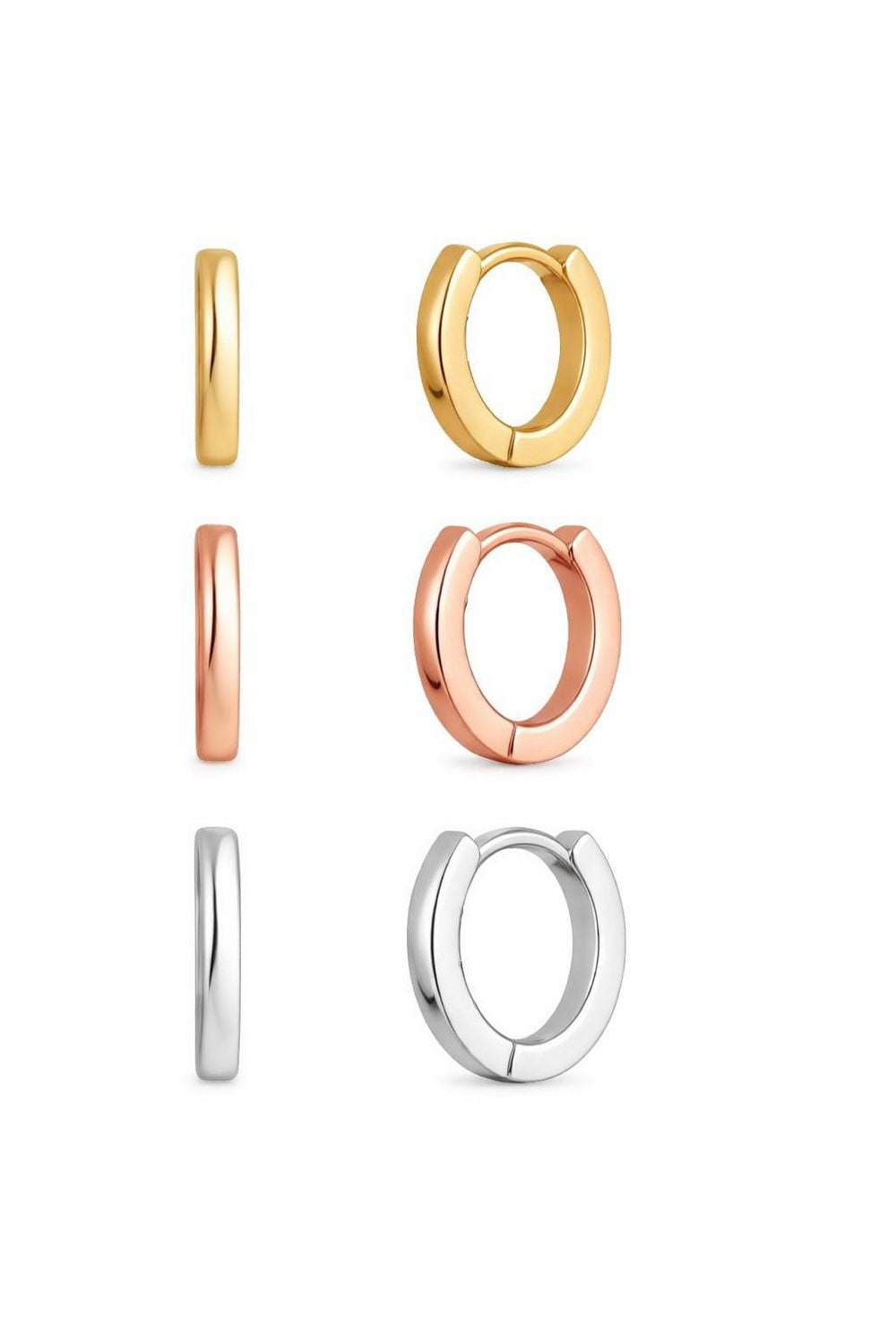 SPC Tri-Tone Plated Huggie Hoop Earrings – Set of 3