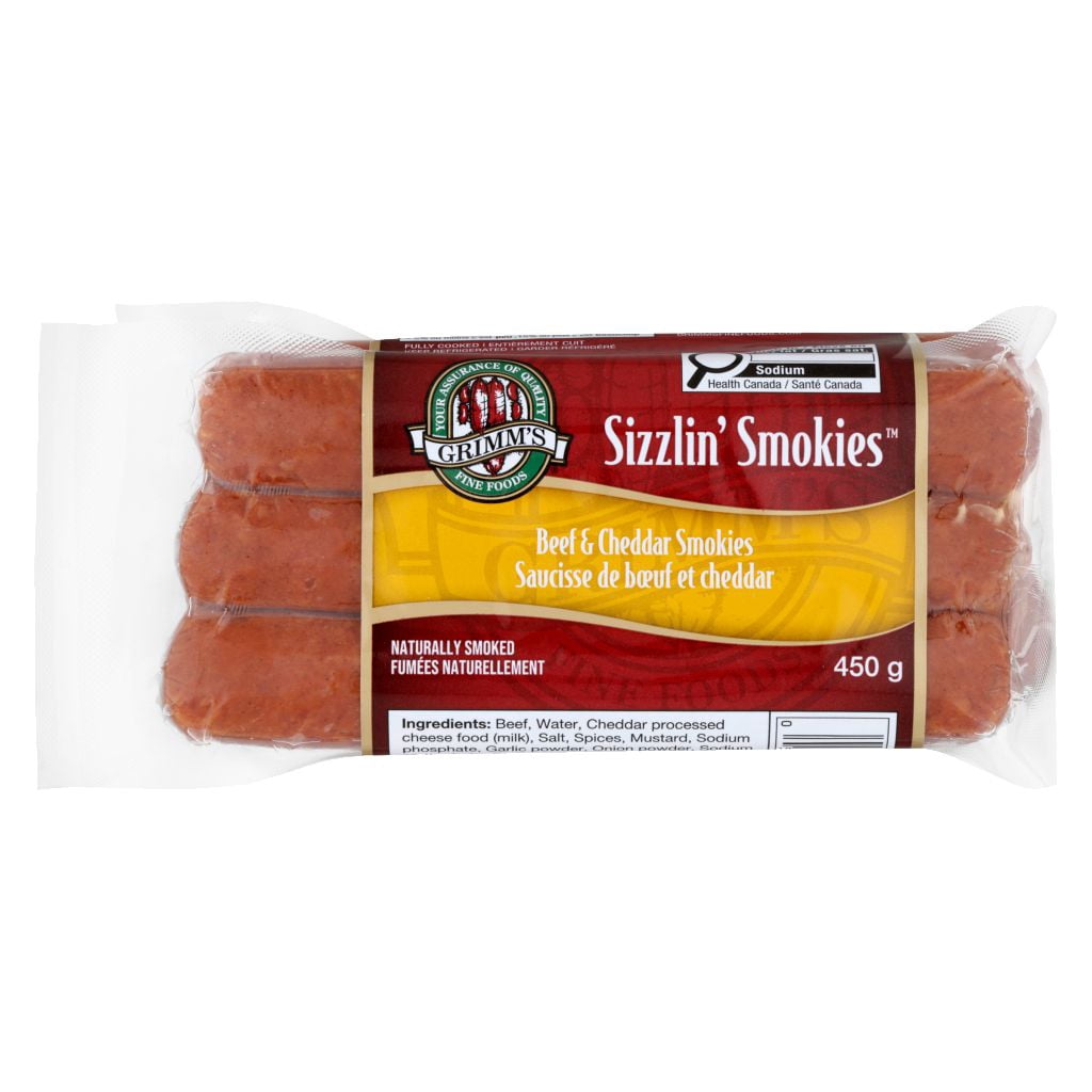 Saucisses Fumées Sizzlin' au Bœuf et Cheddar de Grimm Toutes les sauc. Sizzlin Smokie au bœuf et au ched