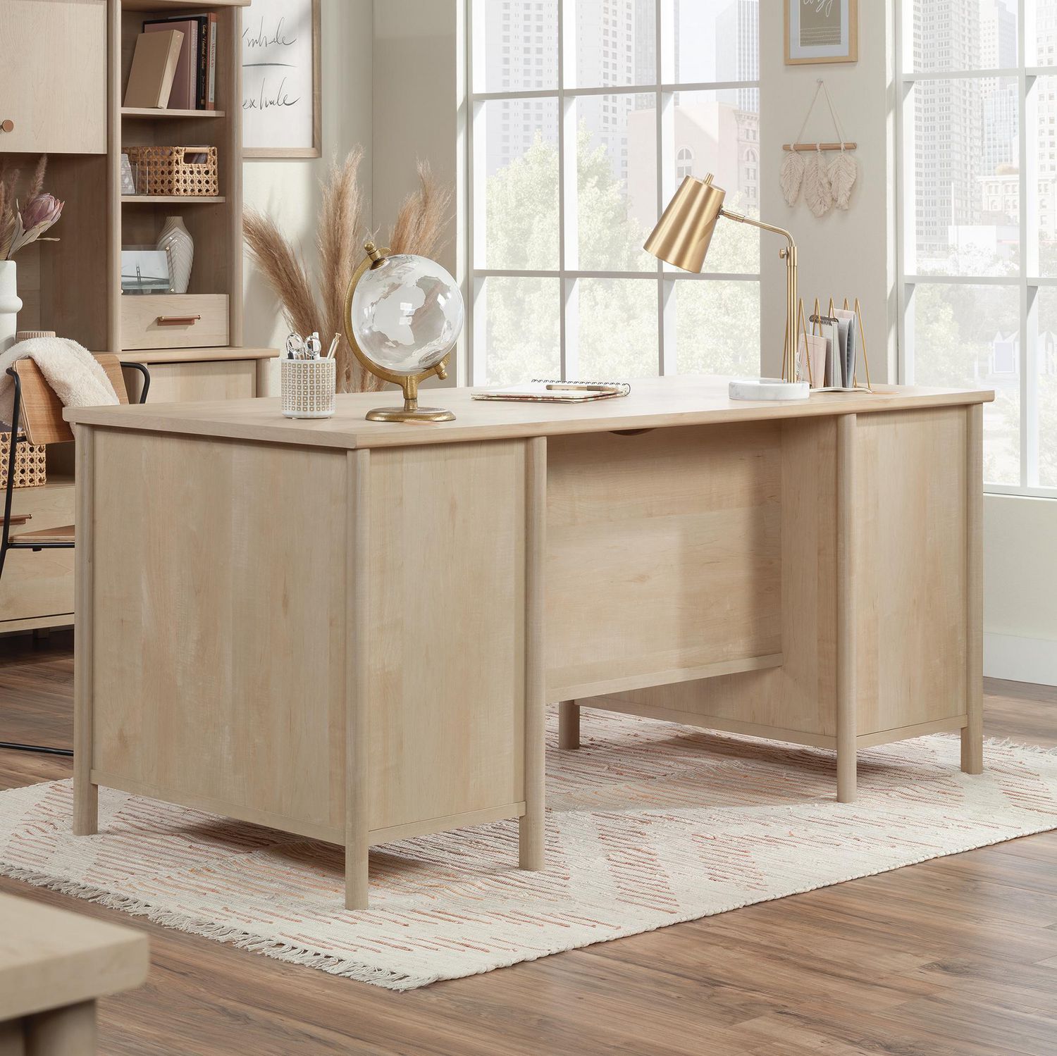 Sauder edge water executive deals desk in chalked chestnut