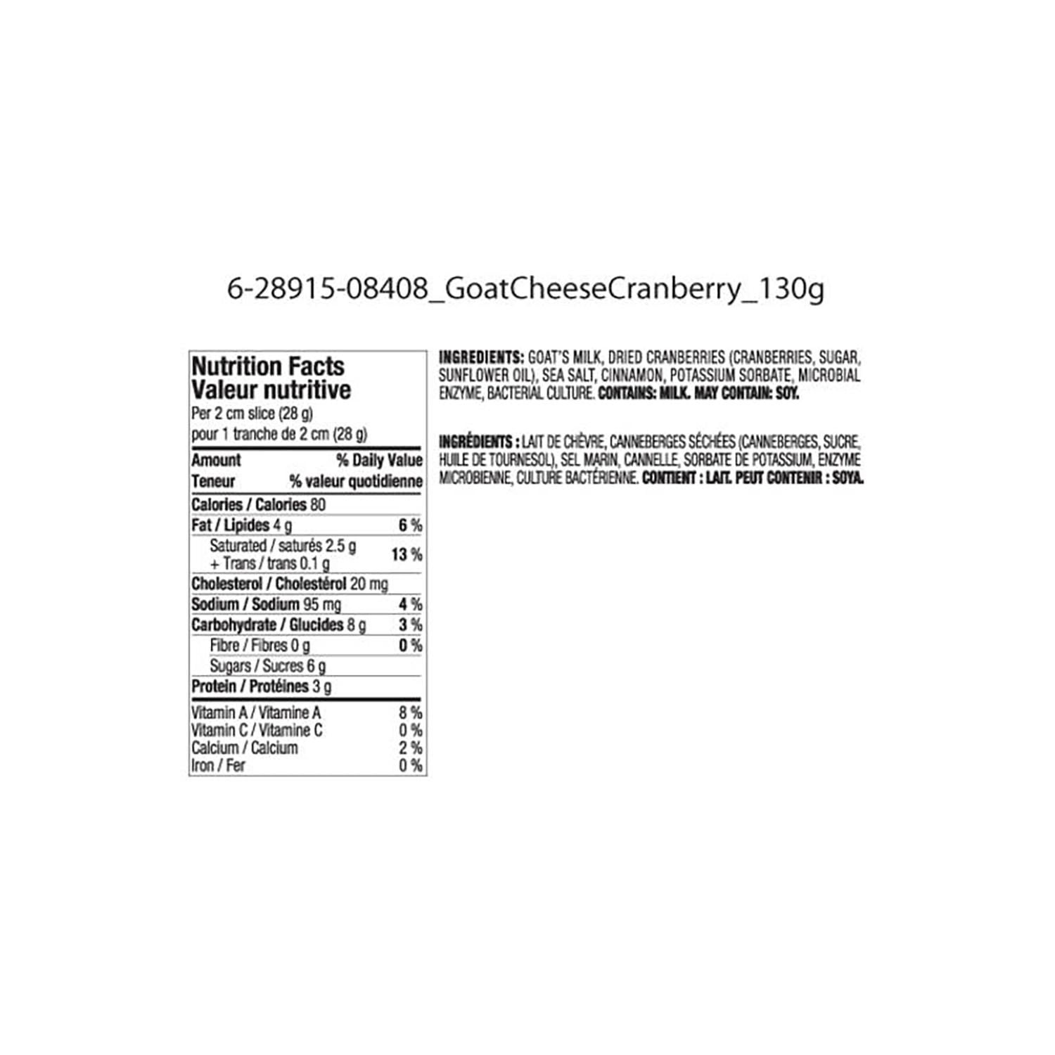 Your Fresh Market Goat's Milk Cheese with Dried Cranberries And Cinnamon