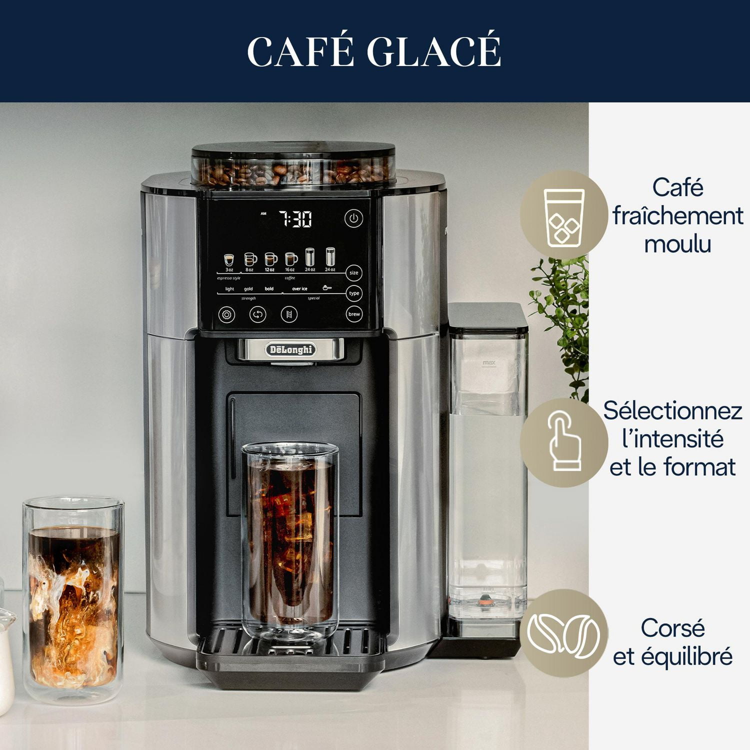 Machine caf automatique TrueBrew de De Longhi Acier