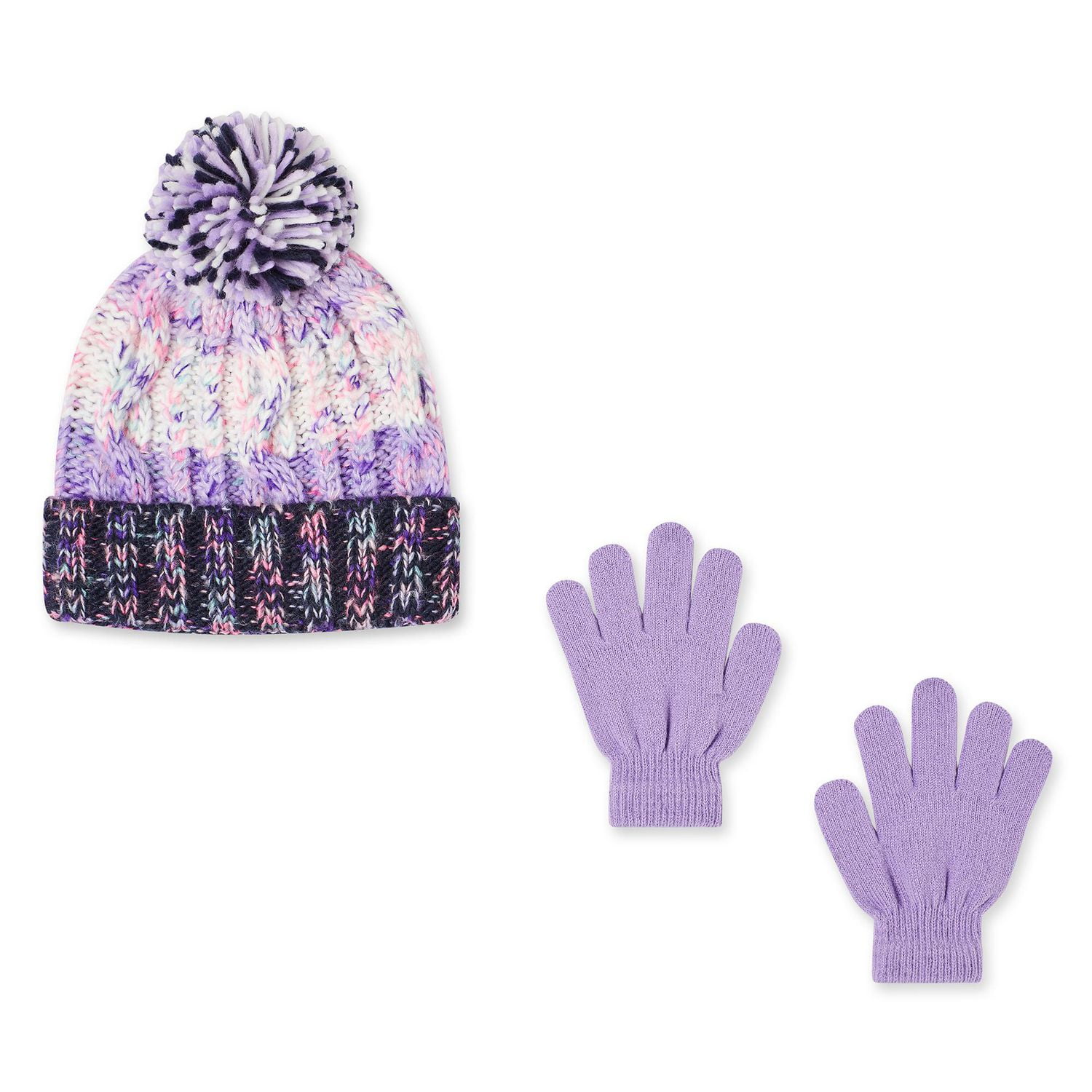 Ensemble 2 pièces avec tuque et gants en tricot George pour filles