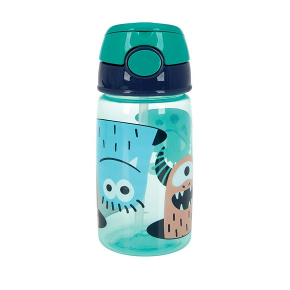 Nûby™ Flip-It Active Soft Straw Canteen – Aqua Monsters, Pack of 1; 14 oz/415 mL