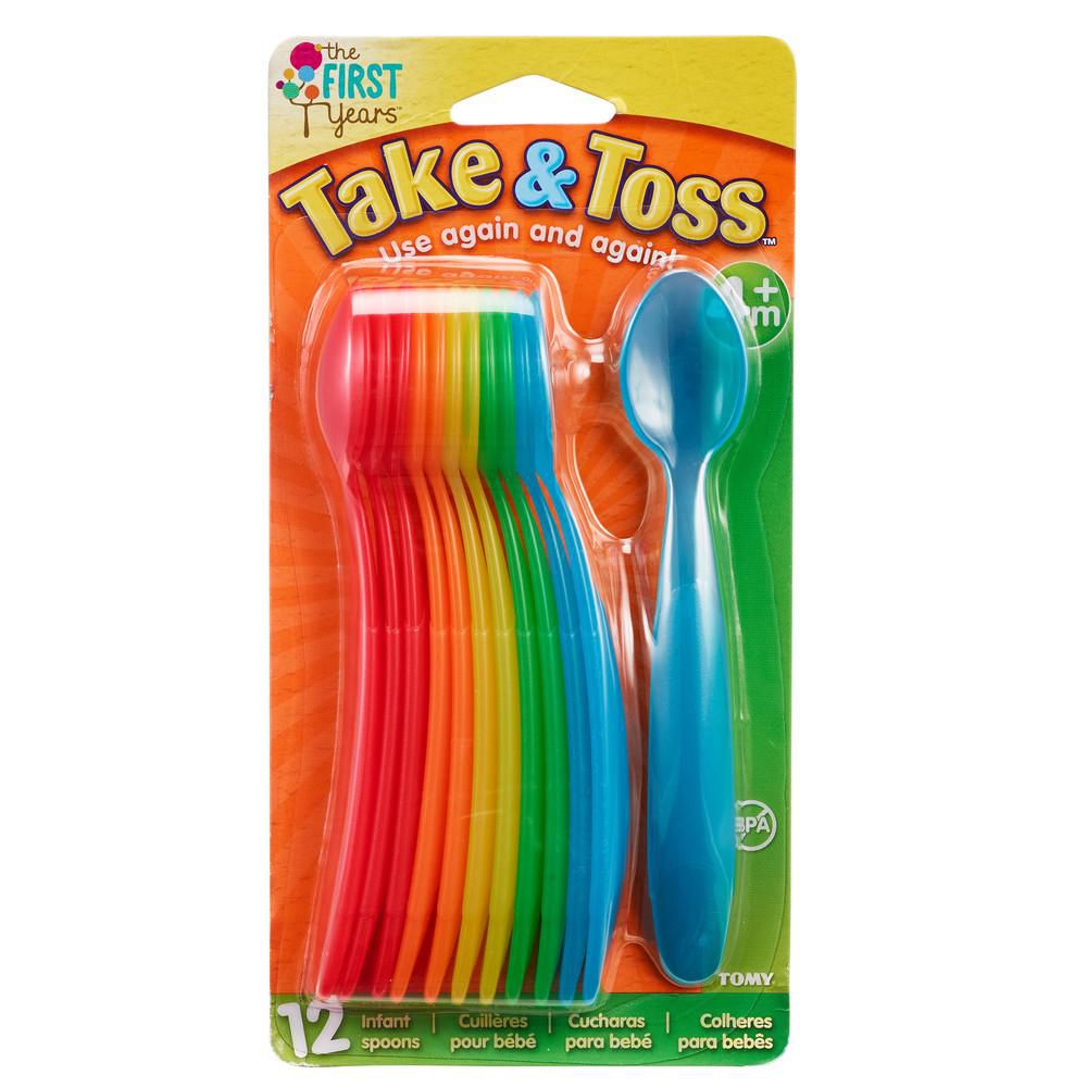 The First Years “Take and Toss” Colorful Plastic Infant Spoons set of 12  for 4+M