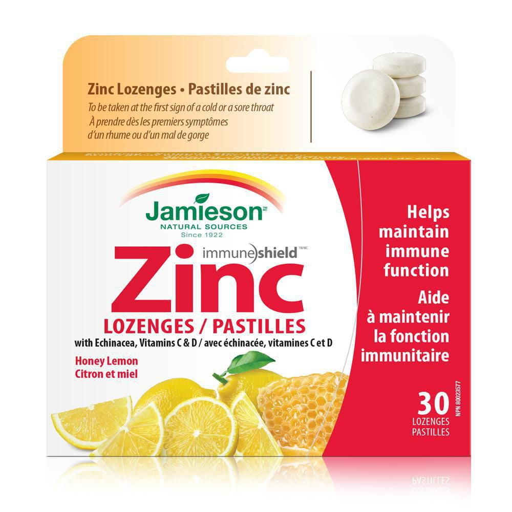 Jamieson Zinc Lozenges with Echinacea, Vitamin C and Vitamin D3 Honey