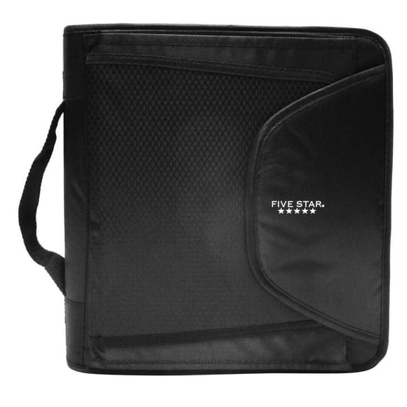Five Star Slim 1.5" Zipper Binder Black with Handle