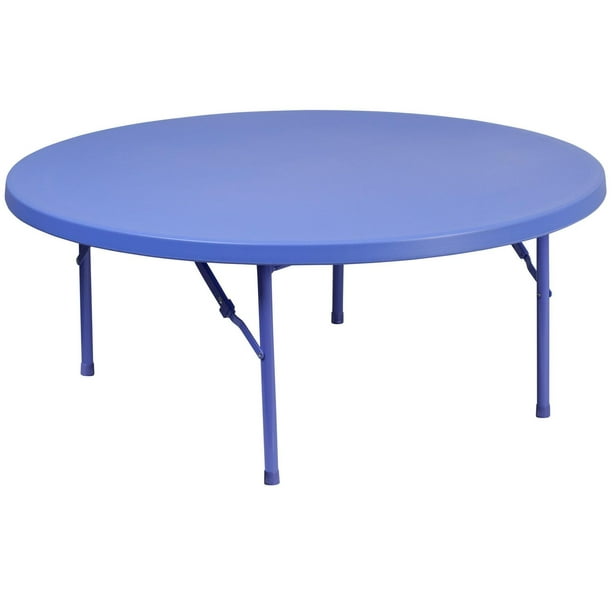 Table pliante ronde en plastique bleue de 48 pouces