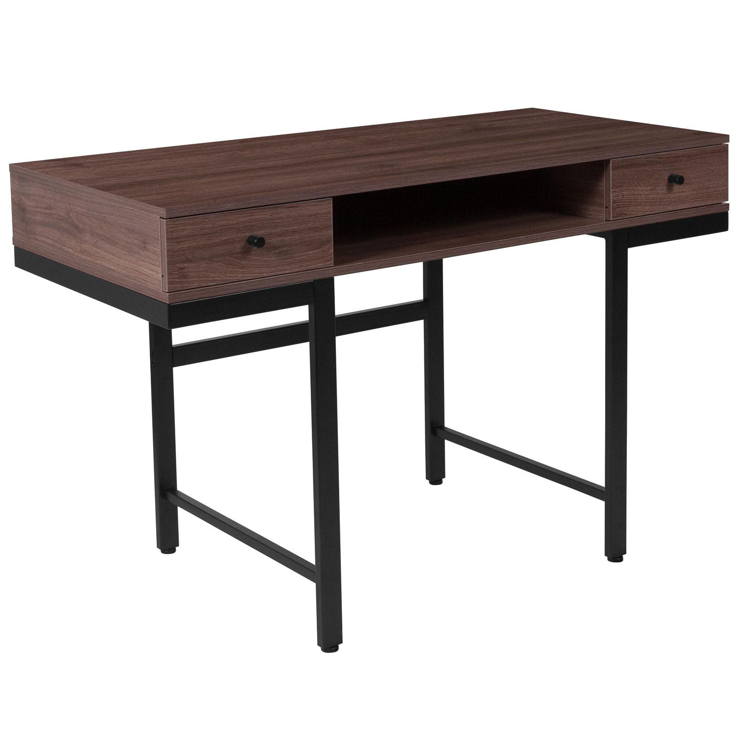 Bartlett Dark Ash Wood Grain Finish Computer Desk With Drawers And